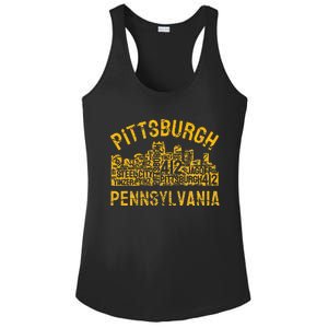 Pittsburgh Pennsylvania Steel City Skyline 412 Home Ladies PosiCharge Competitor Racerback Tank