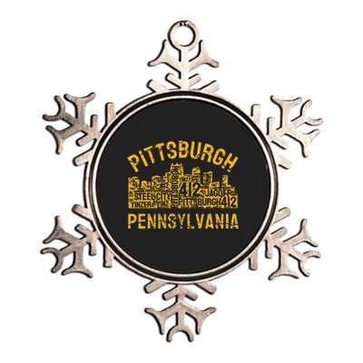 Pittsburgh Pennsylvania Steel City Skyline 412 Home Metallic Star Ornament