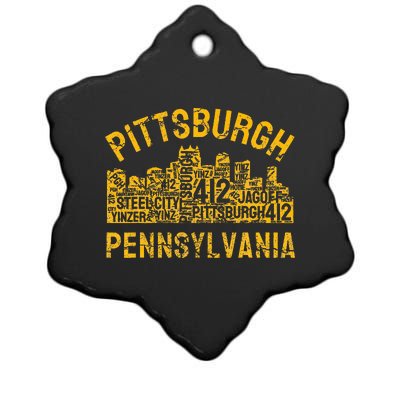 Pittsburgh Pennsylvania Steel City Skyline 412 Home Ceramic Star Ornament