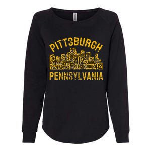 Pittsburgh Pennsylvania Steel City Skyline 412 Home Womens California Wash Sweatshirt