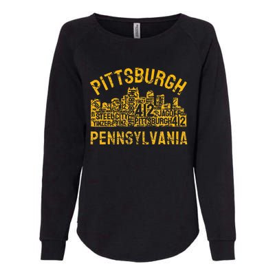 Pittsburgh Pennsylvania Steel City Skyline 412 Home Womens California Wash Sweatshirt