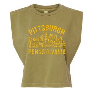 Pittsburgh Pennsylvania Steel City Skyline 412 Home Garment-Dyed Women's Muscle Tee