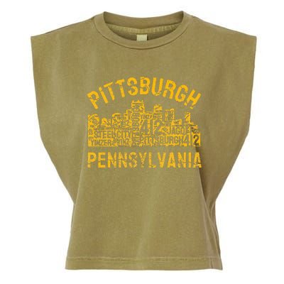 Pittsburgh Pennsylvania Steel City Skyline 412 Home Garment-Dyed Women's Muscle Tee