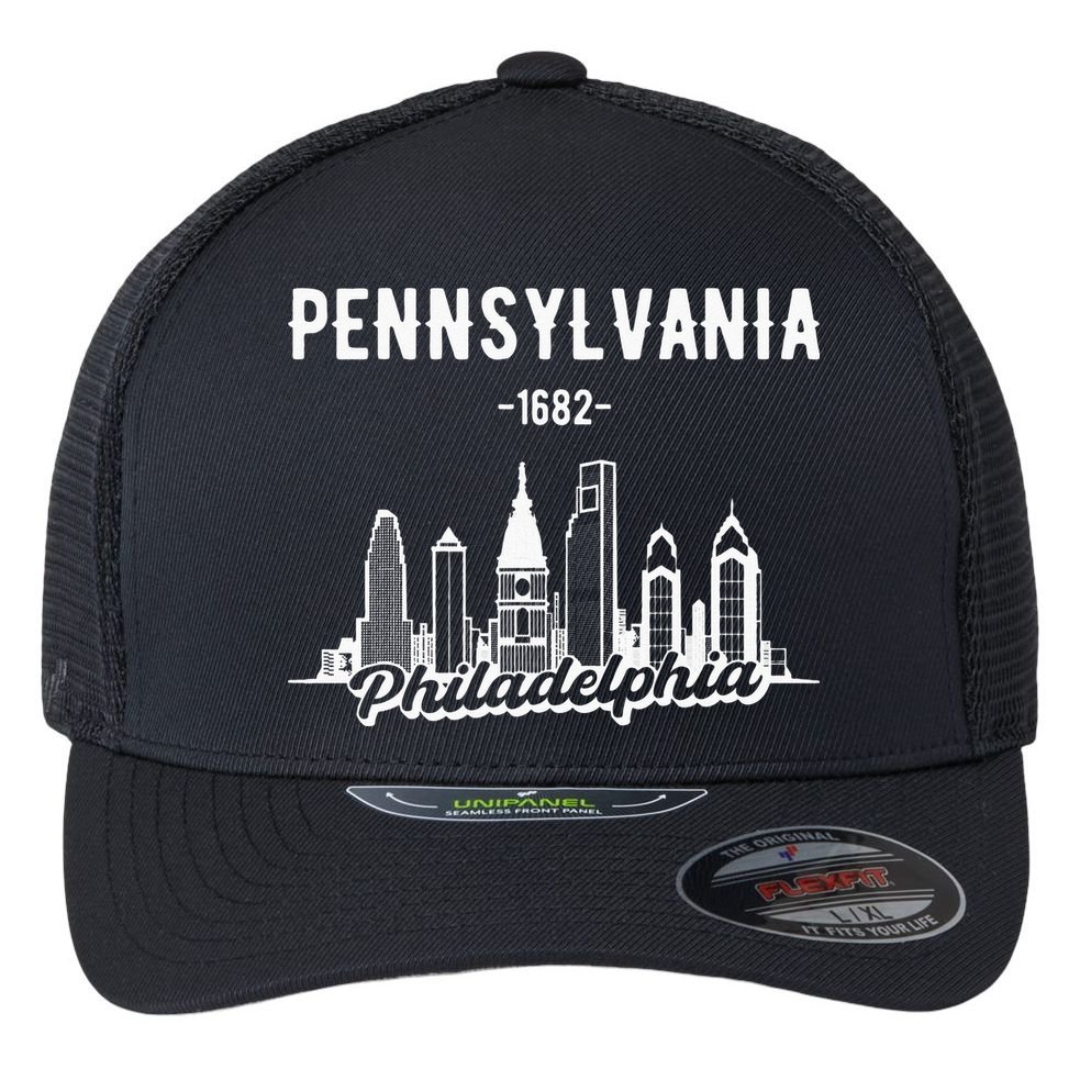 Philadelphia Pennsylvania Skyline Flexfit Unipanel Trucker Cap