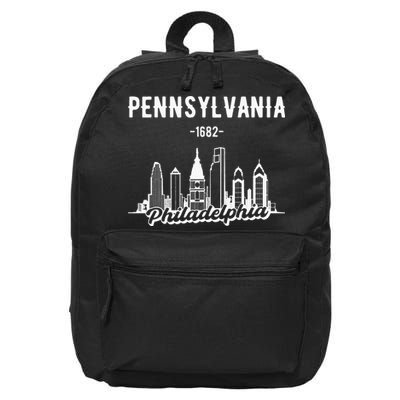 Philadelphia Pennsylvania Skyline 16 in Basic Backpack