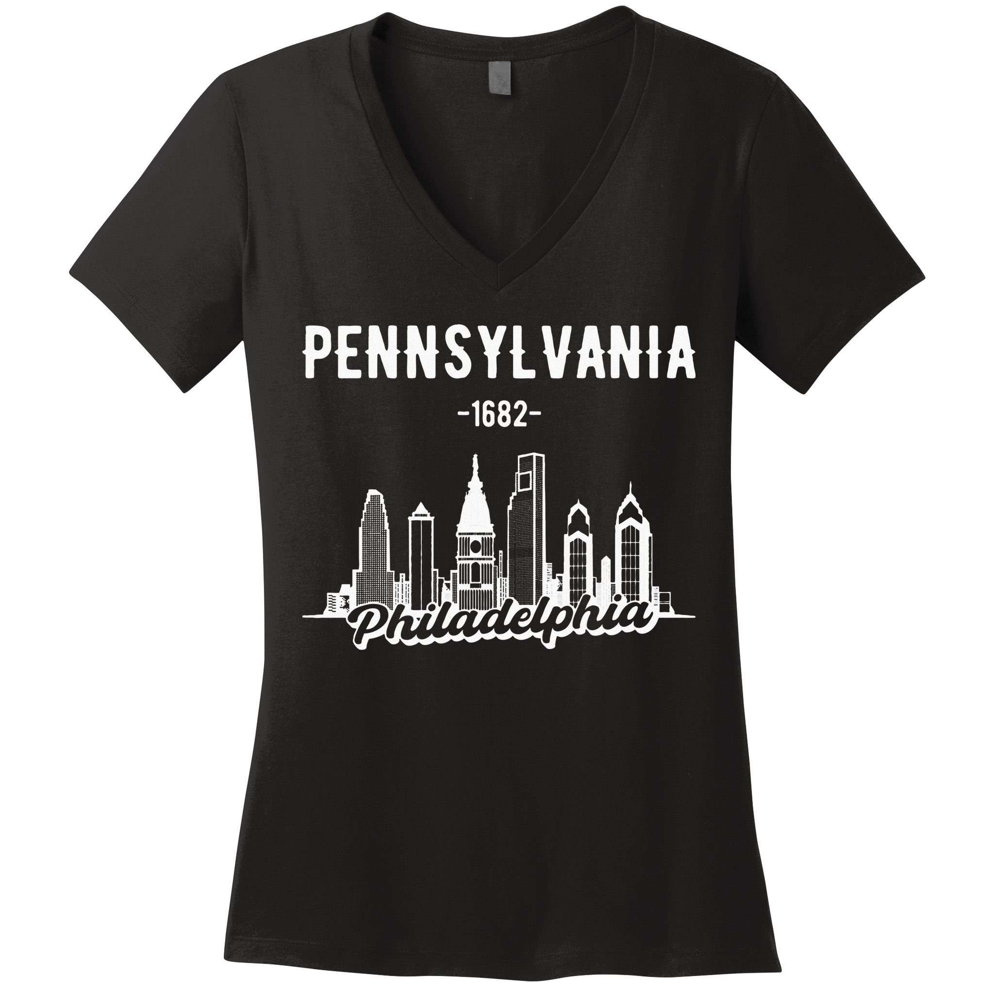 Philadelphia Pennsylvania Skyline Women's V-Neck T-Shirt