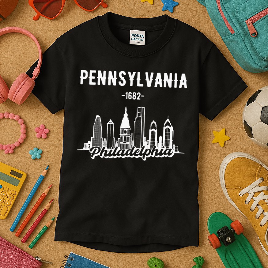 Philadelphia Pennsylvania Skyline Kids T-Shirt