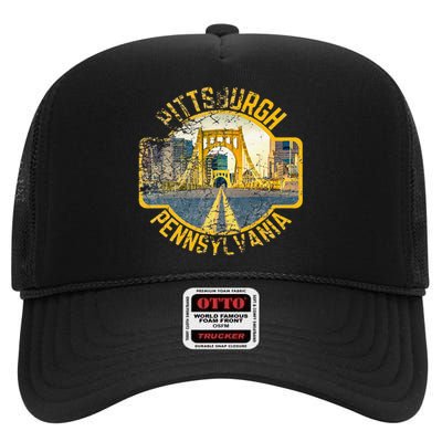 Pittsburgh Pennsylvania Sl City Skyline Photography 412 High Crown Mesh Back Trucker Hat