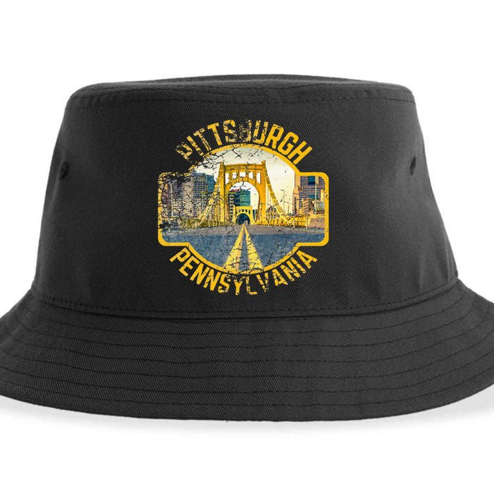 Pittsburgh Pennsylvania Sl City Skyline Photography 412 Sustainable Bucket Hat