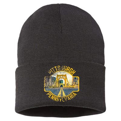 Pittsburgh Pennsylvania Sl City Skyline Photography 412 Sustainable Knit Beanie