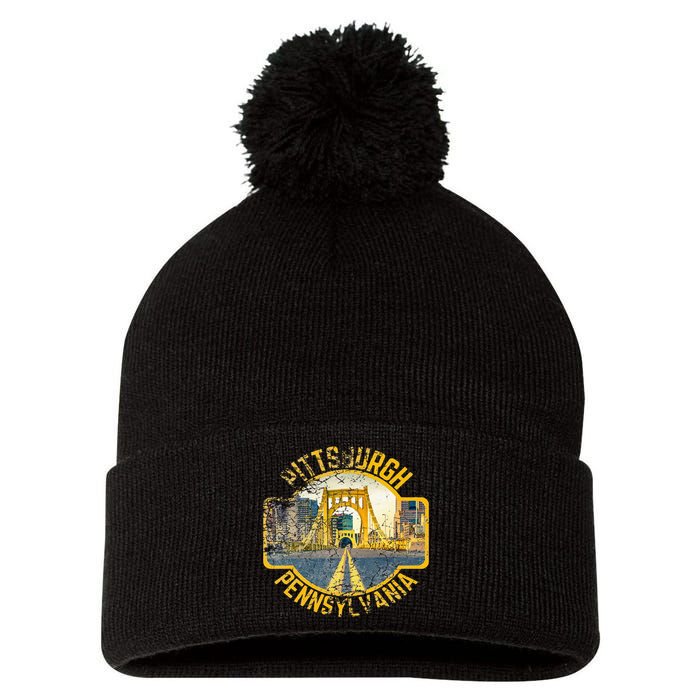 Pittsburgh Pennsylvania Sl City Skyline Photography 412 Pom Pom 12in Knit Beanie