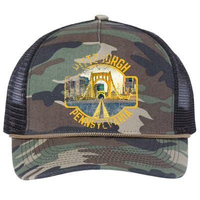 Pittsburgh Pennsylvania Sl City Skyline Photography 412 Retro Rope Trucker Hat Cap