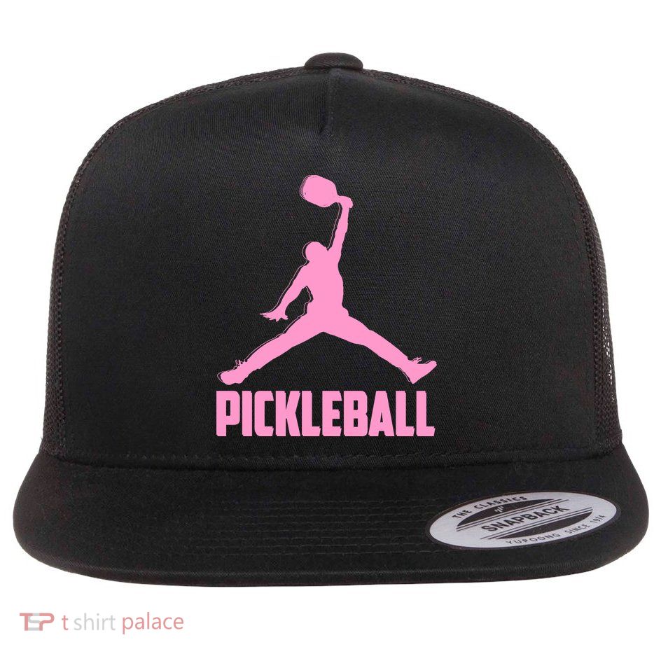 Pink Pickleball Sports Logo Flat Bill Trucker Hat
