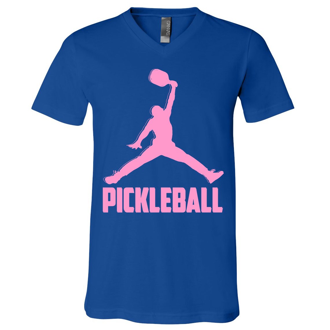 Pink Pickleball Sports Logo V-Neck T-Shirt