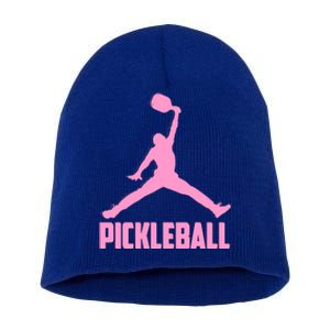 Pink Pickleball Sports Logo Short Acrylic Beanie