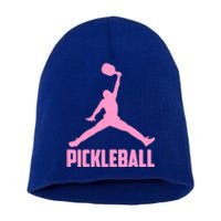 Pink Pickleball Sports Logo Short Acrylic Beanie