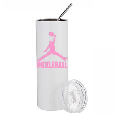 Pink Pickleball Sports Logo Stainless Steel Tumbler