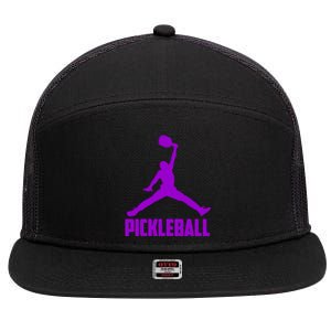 Purple Pickleball Sports Logo 7 Panel Mesh Trucker Snapback Hat