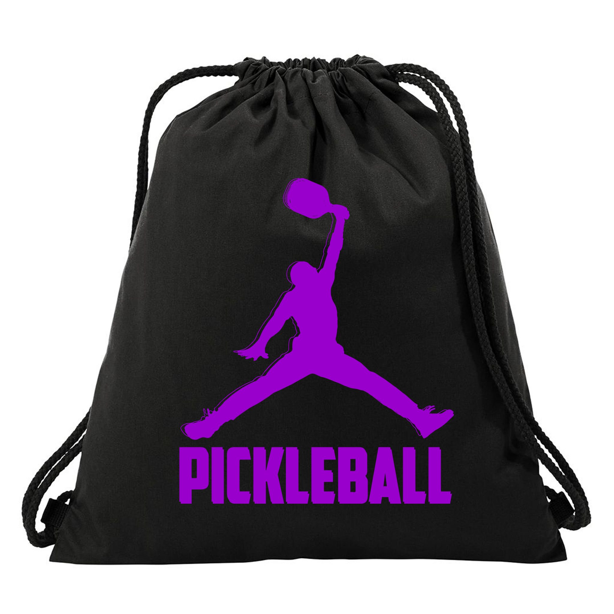 Purple Pickleball Sports Logo Drawstring Bag