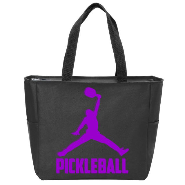 Purple Pickleball Sports Logo Zip Tote Bag