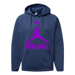 Purple Pickleball Sports Logo Performance Fleece Hoodie