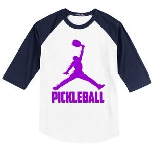 Purple Pickleball Sports Logo Baseball Sleeve Shirt