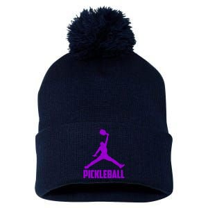 Purple Pickleball Sports Logo Pom Pom 12in Knit Beanie