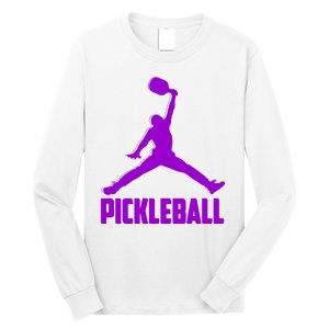 Purple Pickleball Sports Logo Long Sleeve Shirt