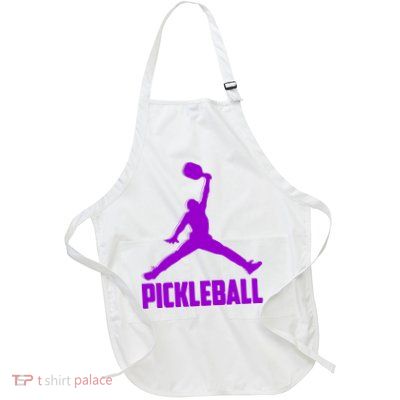 Purple Pickleball Sports Logo Full-Length Apron With Pockets