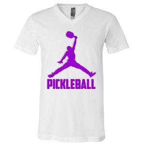 Purple Pickleball Sports Logo V-Neck T-Shirt