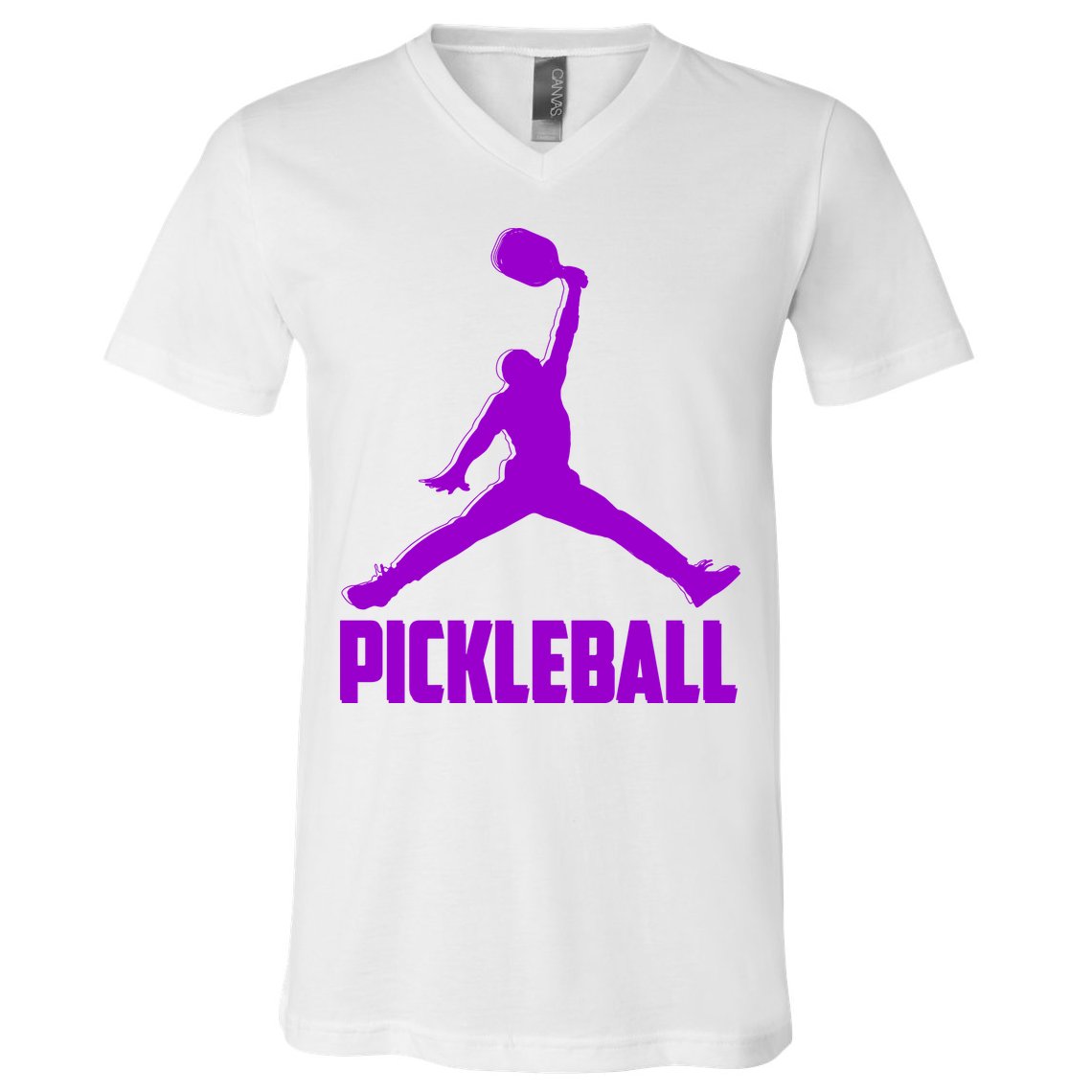 Purple Pickleball Sports Logo V-Neck T-Shirt