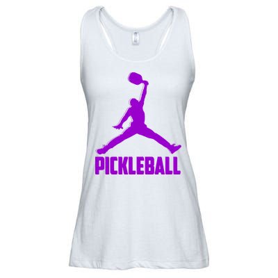 Purple Pickleball Sports Logo Ladies Essential Flowy Tank