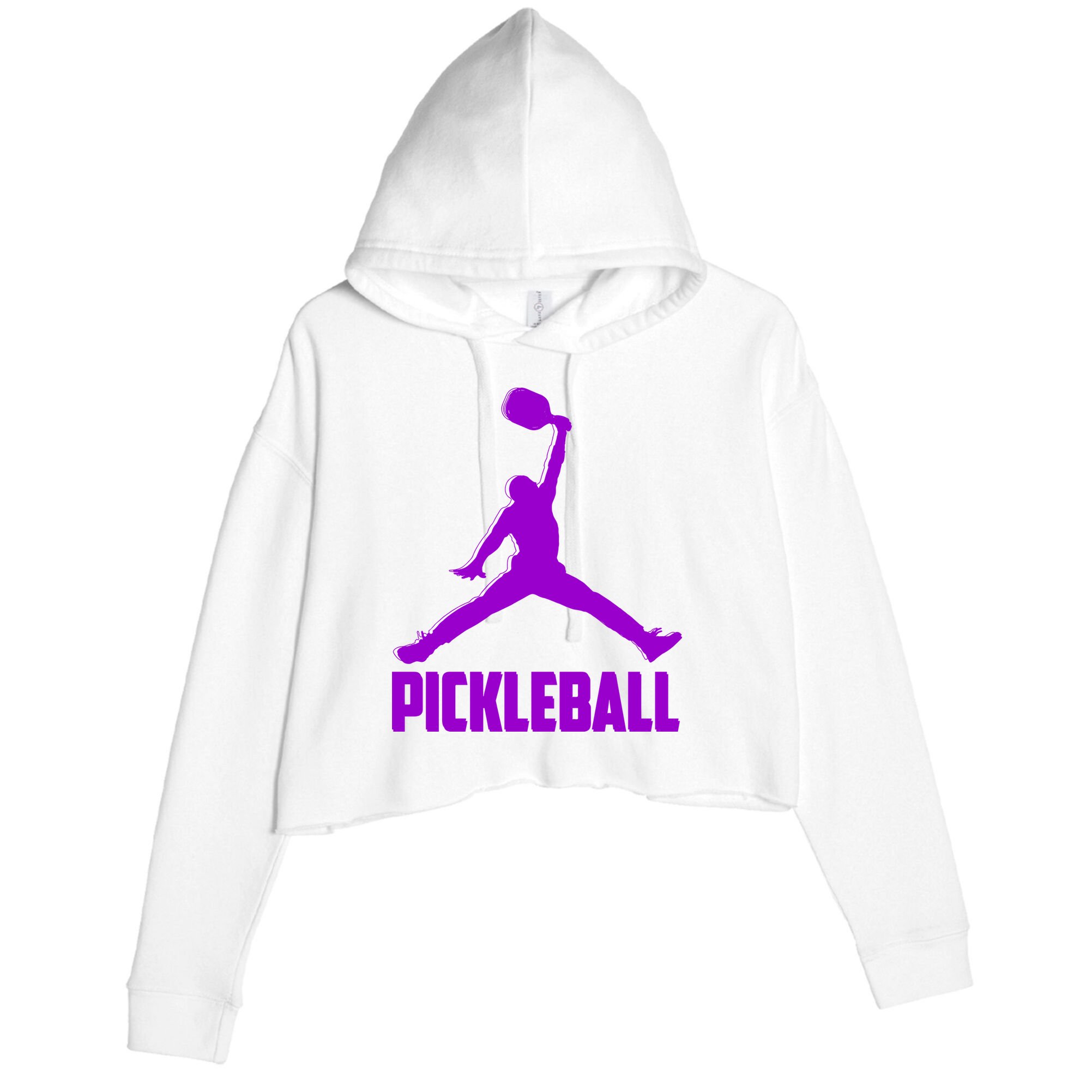 Purple Pickleball Sports Logo Crop Fleece Hoodie