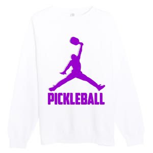 Purple Pickleball Sports Logo Premium Crewneck Sweatshirt