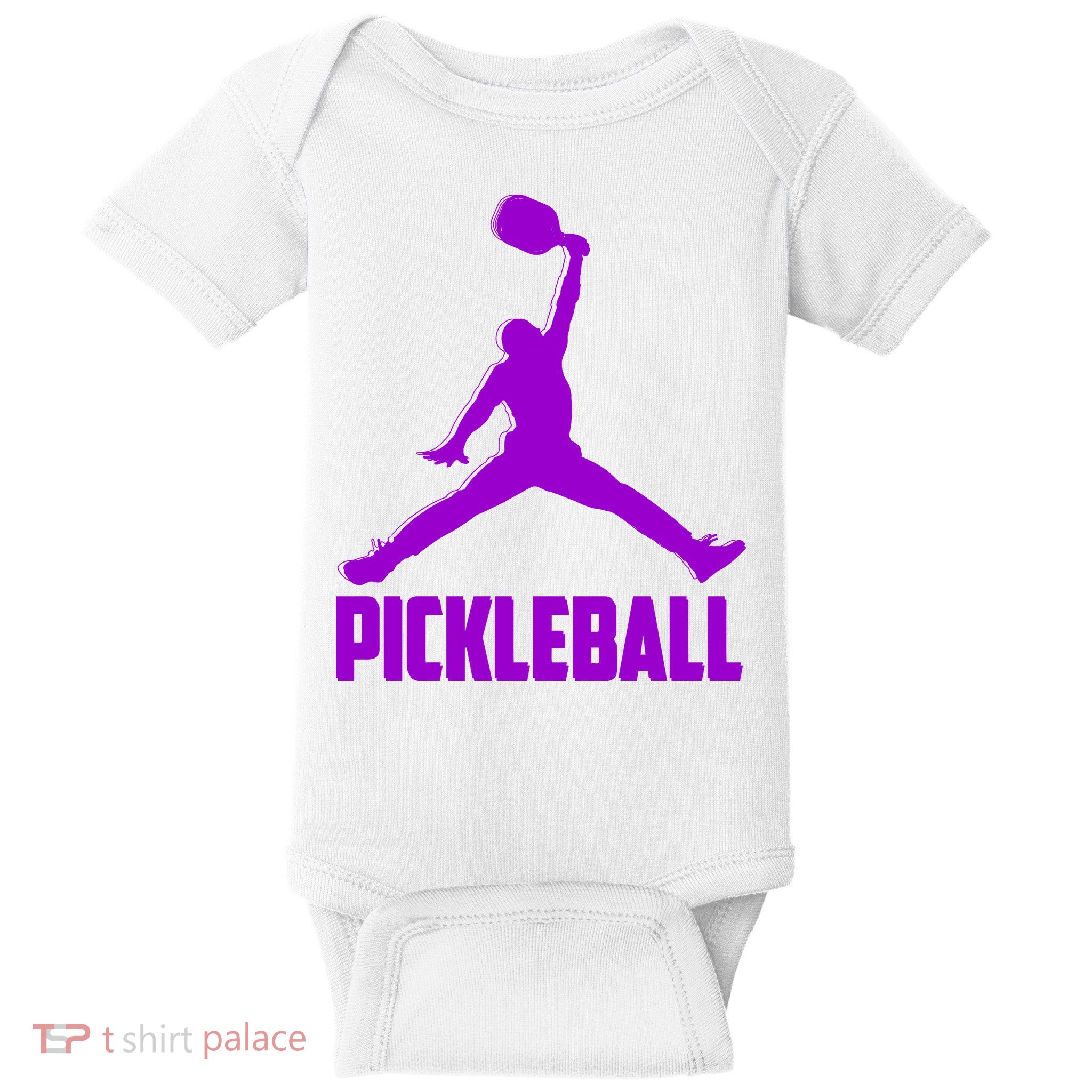 Purple Pickleball Sports Logo Baby Bodysuit