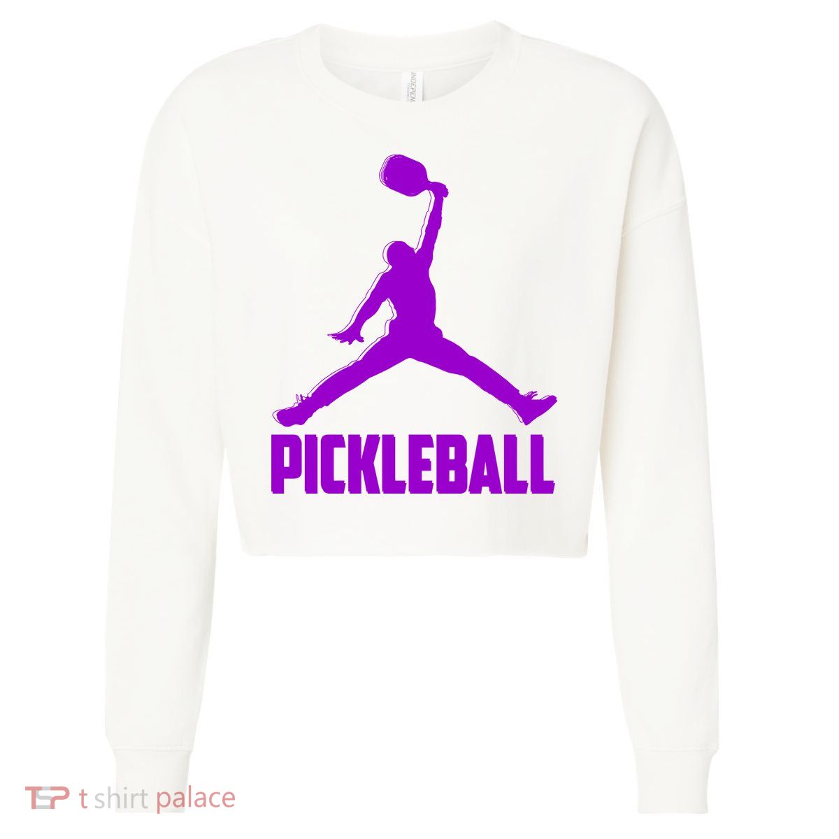 Purple Pickleball Sports Logo Cropped Pullover Crew