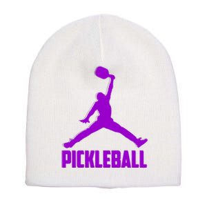 Purple Pickleball Sports Logo Short Acrylic Beanie