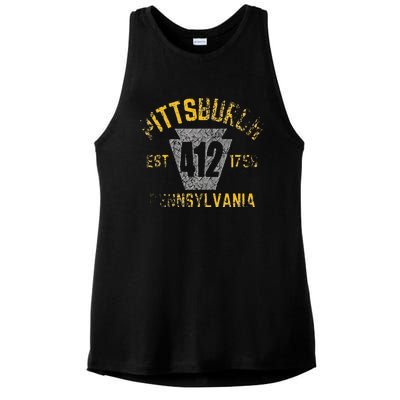 Pittsburgh Pennsylvania Sl City 412 Established Vintage Ladies PosiCharge Tri-Blend Wicking Tank