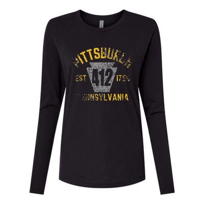 Pittsburgh Pennsylvania Sl City 412 Established Vintage Womens Cotton Relaxed Long Sleeve T-Shirt