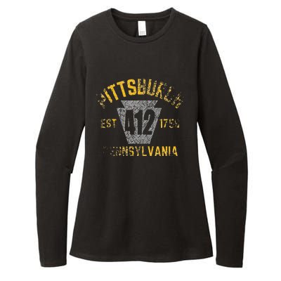 Pittsburgh Pennsylvania Sl City 412 Established Vintage Womens CVC Long Sleeve Shirt