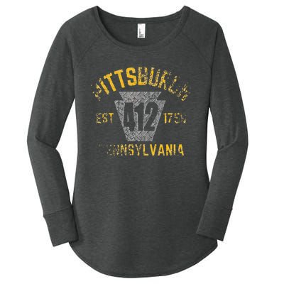 Pittsburgh Pennsylvania Sl City 412 Established Vintage Women's Perfect Tri Tunic Long Sleeve Shirt