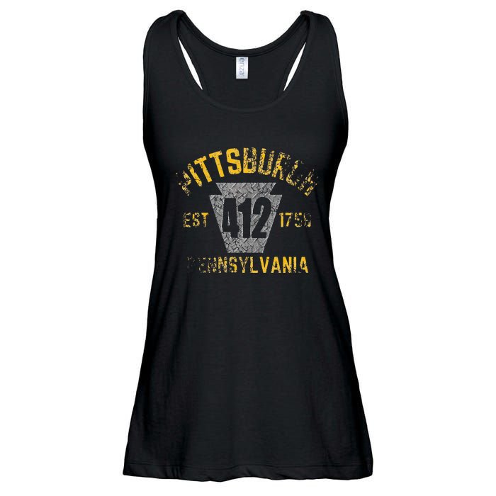 Pittsburgh Pennsylvania Sl City 412 Established Vintage Ladies Essential Flowy Tank