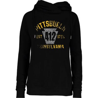 Pittsburgh Pennsylvania Sl City 412 Established Vintage Womens Funnel Neck Pullover Hood