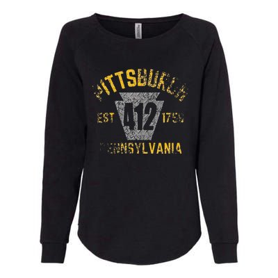 Pittsburgh Pennsylvania Sl City 412 Established Vintage Womens California Wash Sweatshirt