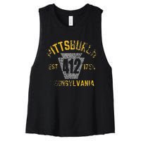 Pittsburgh Pennsylvania Sl City 412 Established Vintage Women's Racerback Cropped Tank