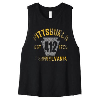 Pittsburgh Pennsylvania Sl City 412 Established Vintage Women's Racerback Cropped Tank