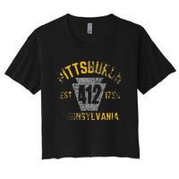 Pittsburgh Pennsylvania Sl City 412 Established Vintage Women's Crop Top Tee