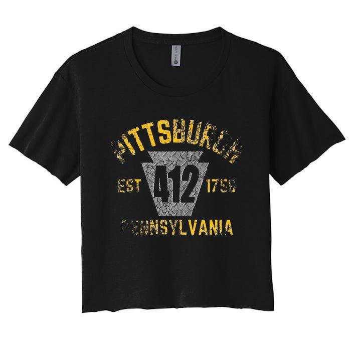 Pittsburgh Pennsylvania Sl City 412 Established Vintage Women's Crop Top Tee