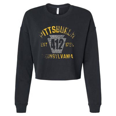 Pittsburgh Pennsylvania Sl City 412 Established Vintage Cropped Pullover Crew