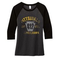 Pittsburgh Pennsylvania Sl City 412 Established Vintage Women's Tri-Blend 3/4-Sleeve Raglan Shirt